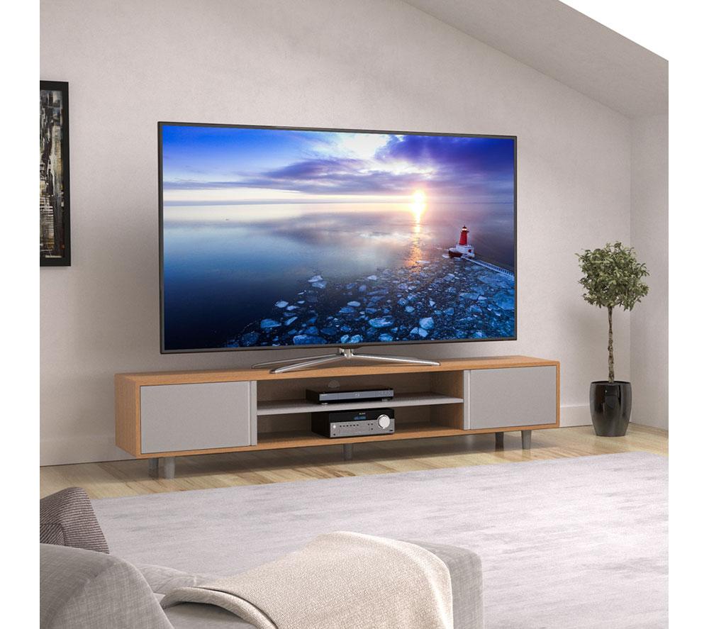 AVF Harbour FS2000HARLWG 2000 mm TV Stand for up to 95" TVs - Light Wood & White image number 6 of 9