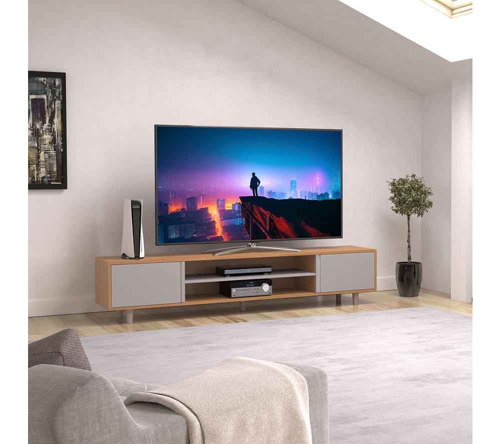 AVF Harbour FS2000HARLWG 2000 mm TV Stand for up to 95" TVs - Light Wood & White image number 7 of 9
