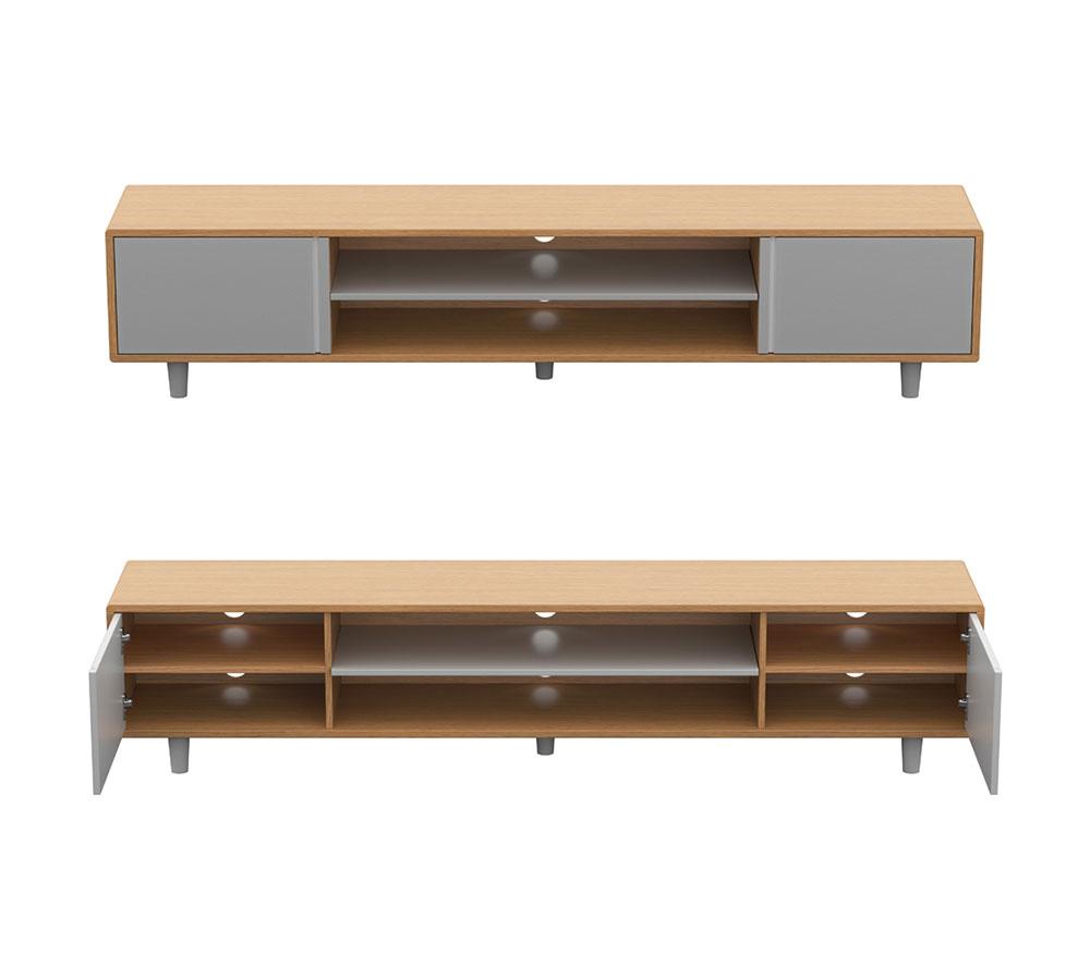 AVF Harbour FS2000HARLWG 2000 mm TV Stand for up to 95" TVs - Light Wood & White image number 8 of 9
