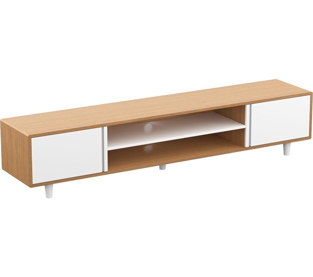 AVF Harbour FS2000HARLWW 2000 mm TV Stand for up to 95" TVs - Light Wood & White image number 2 of 7