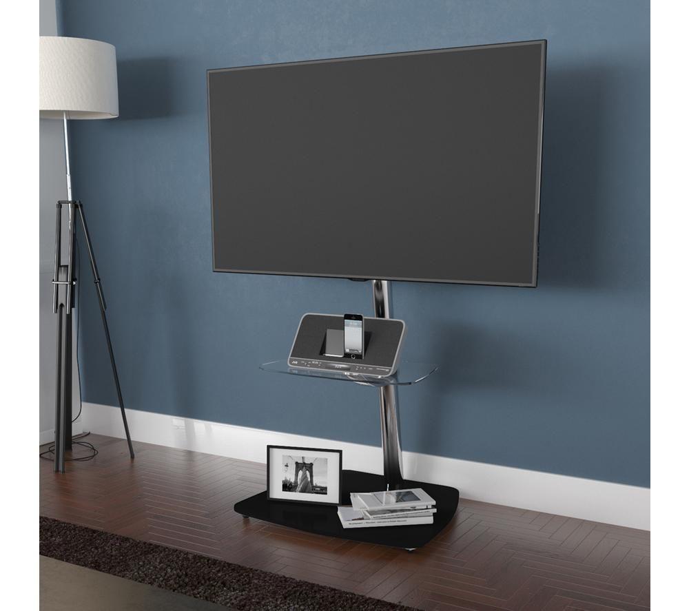 AVF Iseo FSL600ISBC Pedestal TV Stand with Bracket for up to 55" TVs - Black Glass & Chrome image number 4 of 4