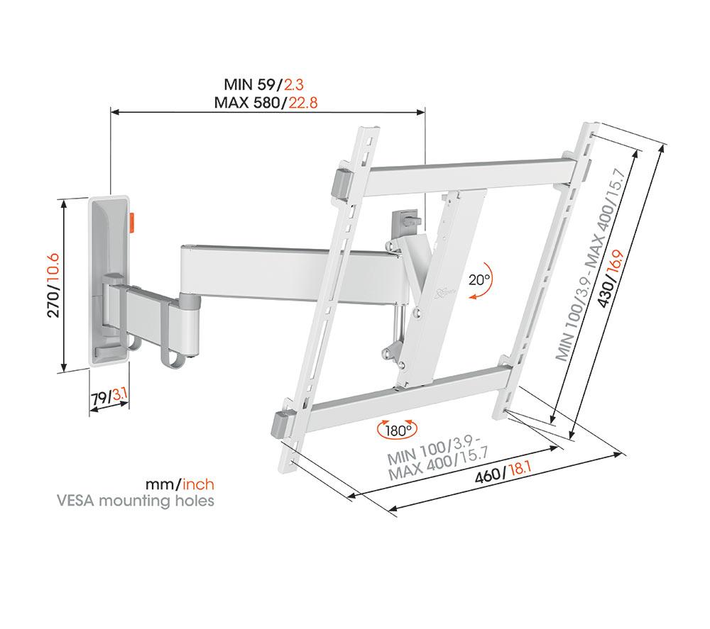 VOGELS Comfort TVM 3445 Full Motion 32-65" White TV Bracket image number 9 of 12