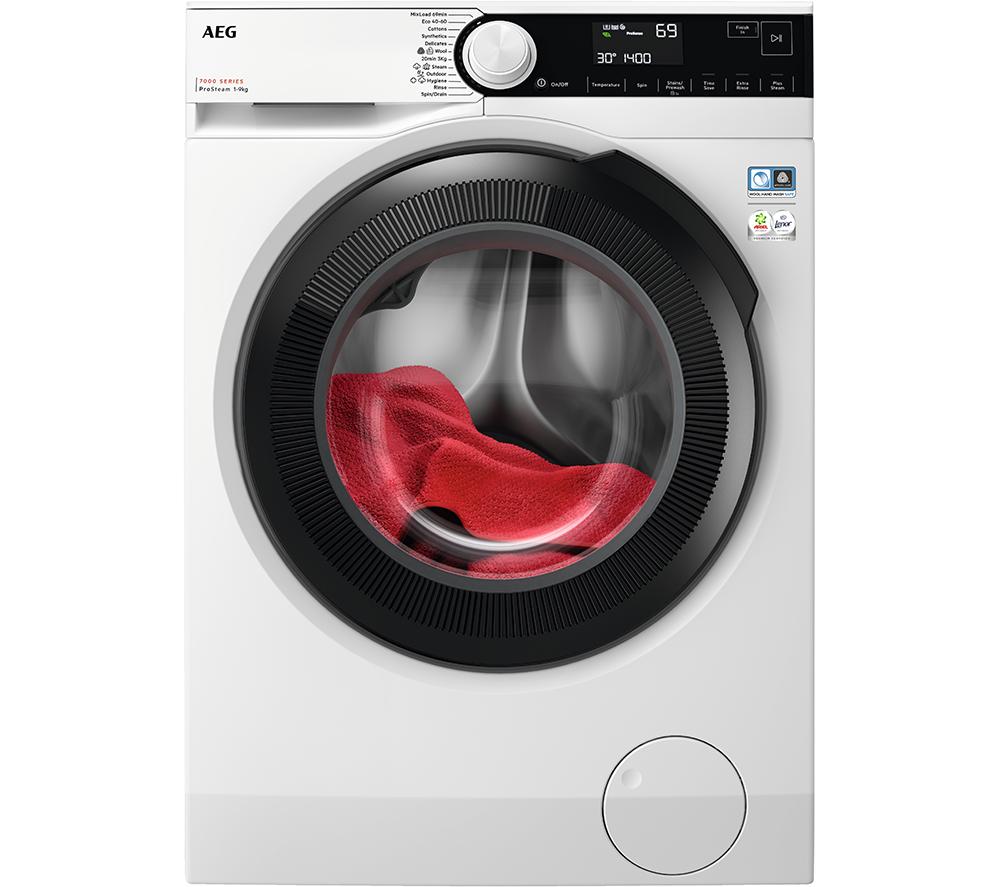 Image of AEG 7000 Series ProSteam LFR73964B 9 kg 1600 Spin Washing Machine - White, White