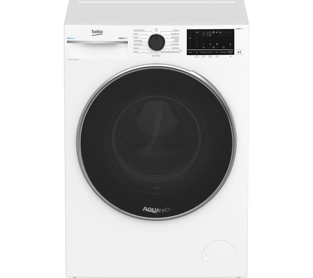 BEKO Pro AquaTech B5W1241AW Bluetooth 12 kg 1400 Spin Washing Machine - White White