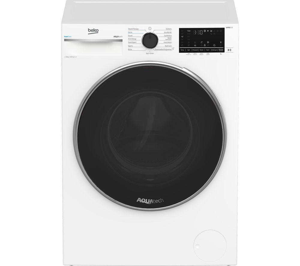 BEKO Pro AquaTech B5W1241AW Bluetooth 12 kg 1400 Spin Washing Machine - White, White