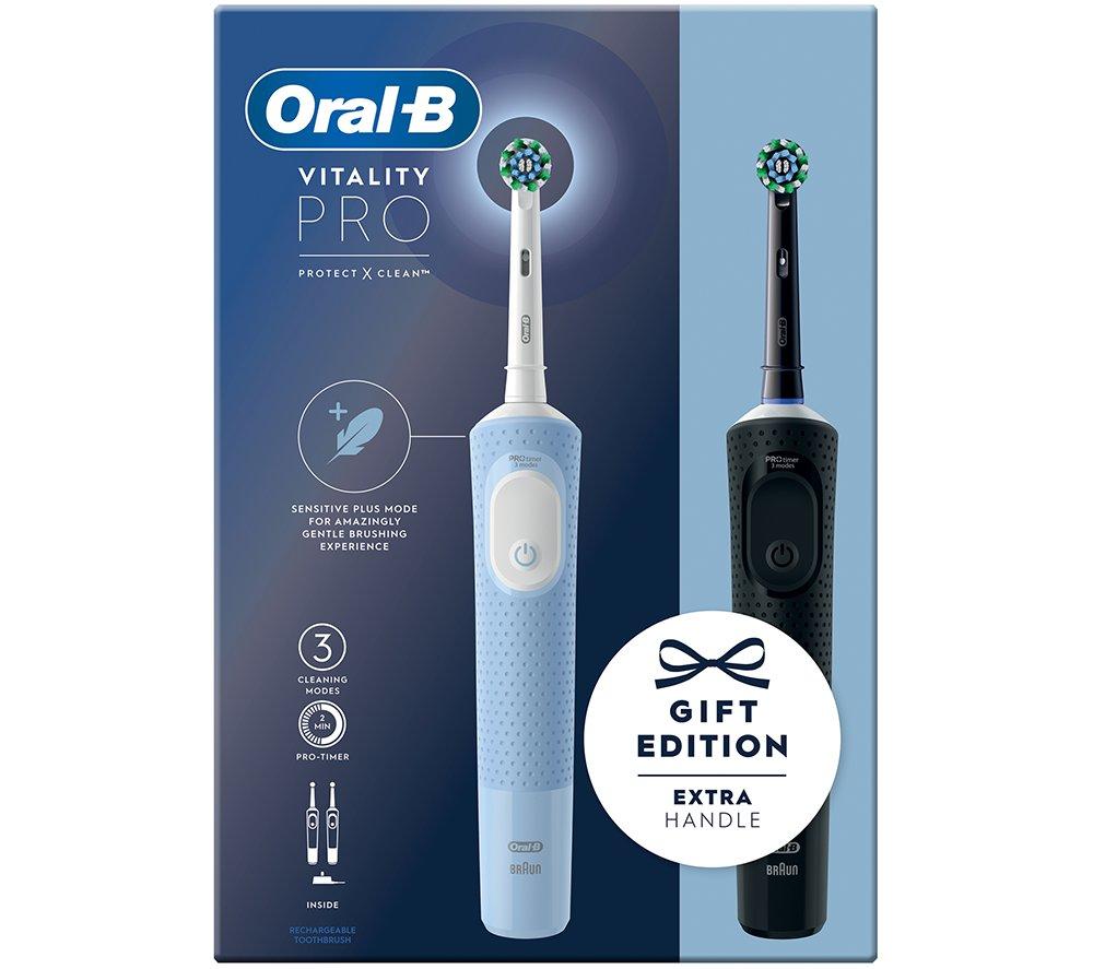 ORAL B Vitality Pro Electric Toothbrush - Black & Blue Duo, Blue,Black