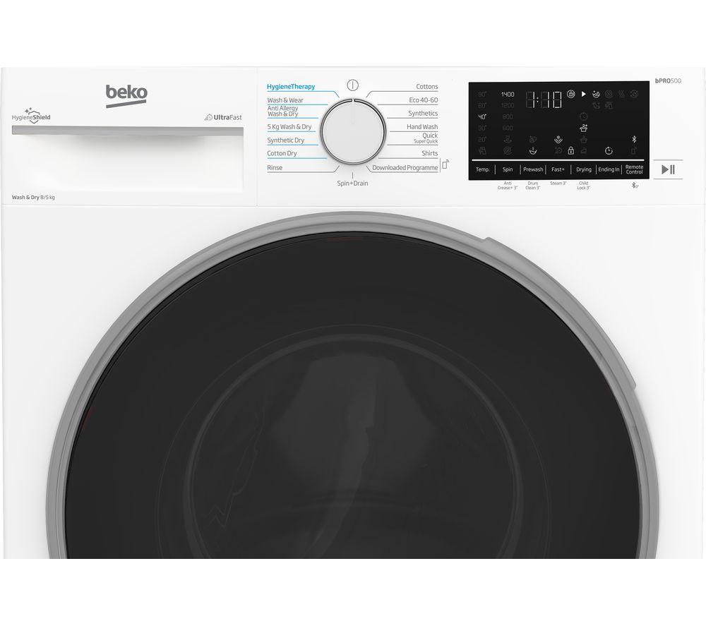 BEKO Pro B5D58544UW Bluetooth 8 kg Washer Dryer - White image number 3 of 5