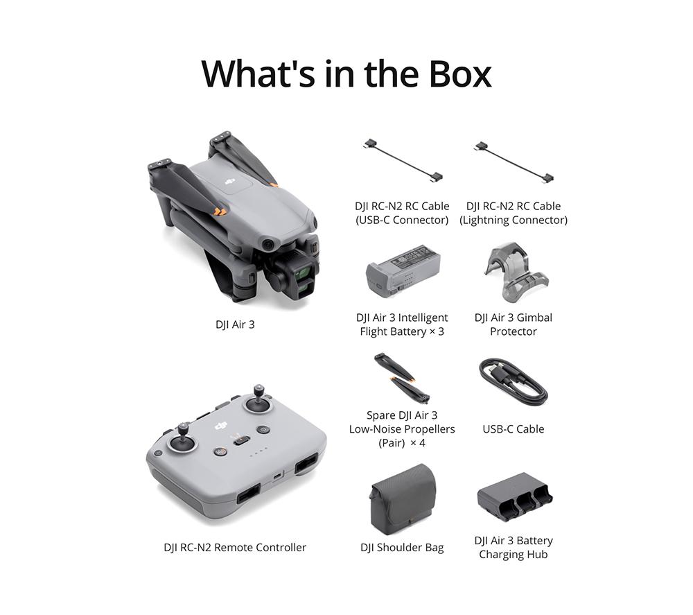 DJI Air 3 Drone Fly More Combo with RC-N2 Remote Controller - Grey image number 5 of 7