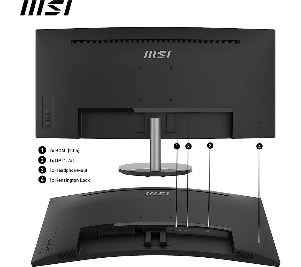 MSI PRO MP341CQ Wide Quad HD 34" Curved VA Monitor - Black image number 5 of 7
