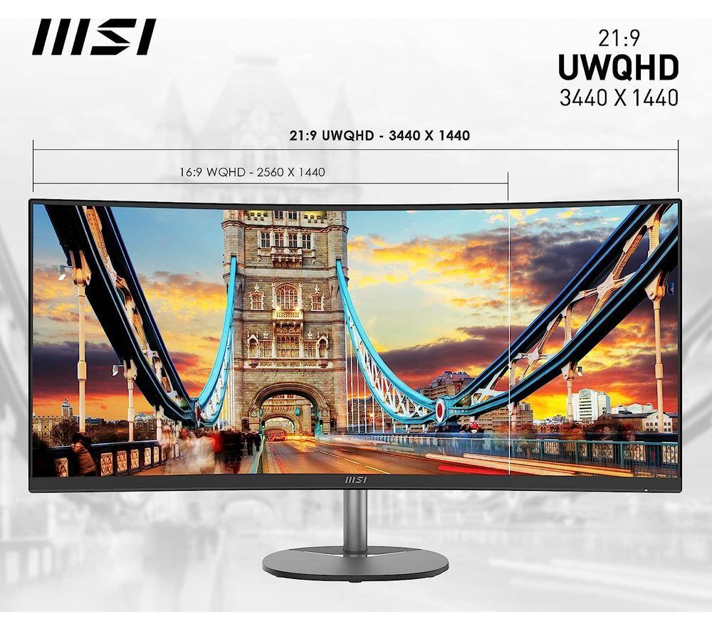 MSI PRO MP341CQ Wide Quad HD 34" Curved VA Monitor - Black image number 7 of 7