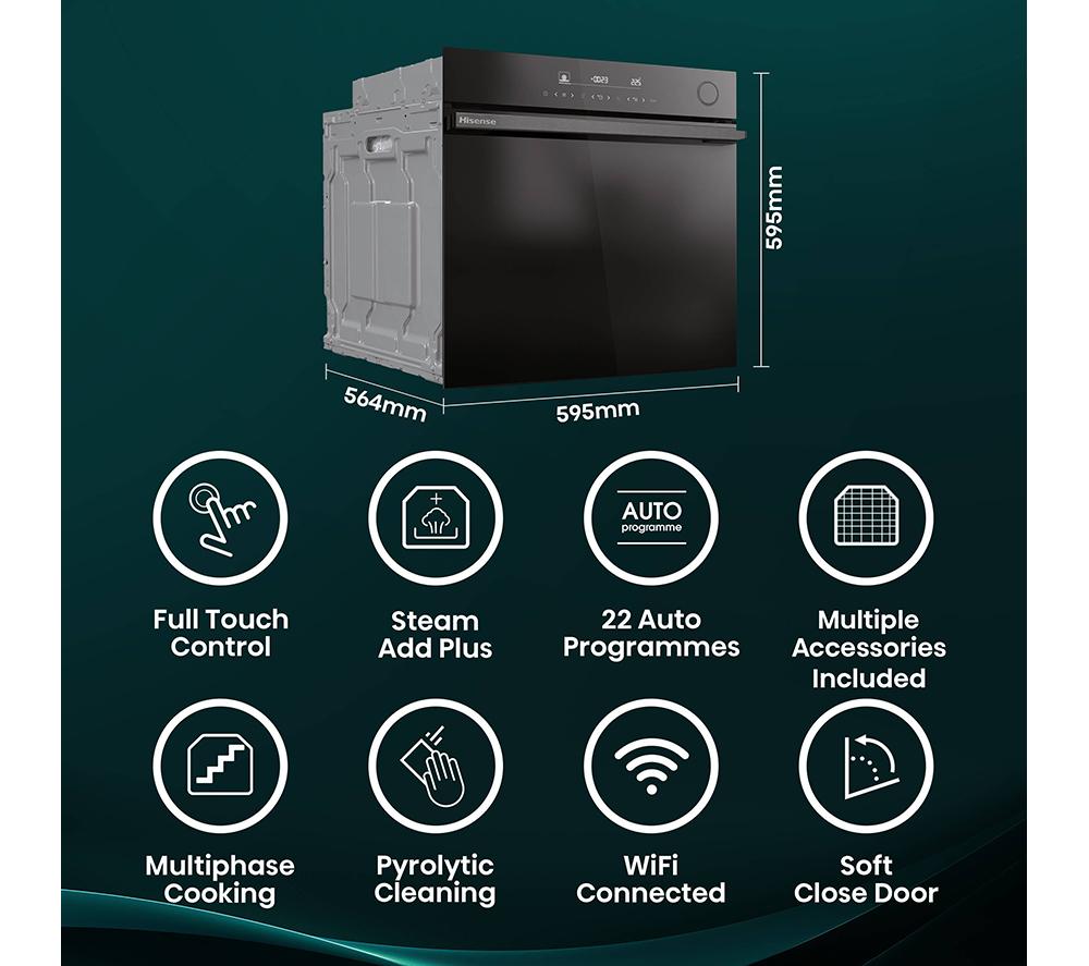HISENSE Hi6 BlackLine AirFry BSA66346ADBGUK Electric Steam Smart Oven - Jet Black image number 4 of 20