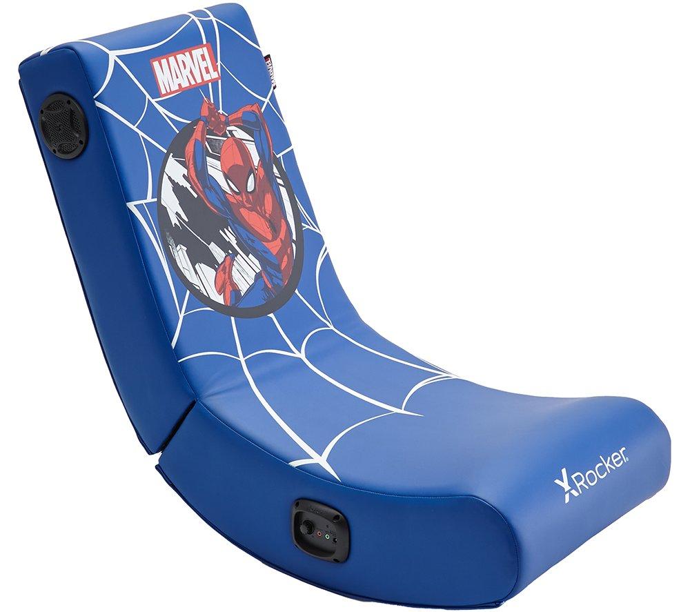 X ROCKER Official Marvel Audio Media Rocker Gaming Chair  Spider-Man Hero Edition, Blue