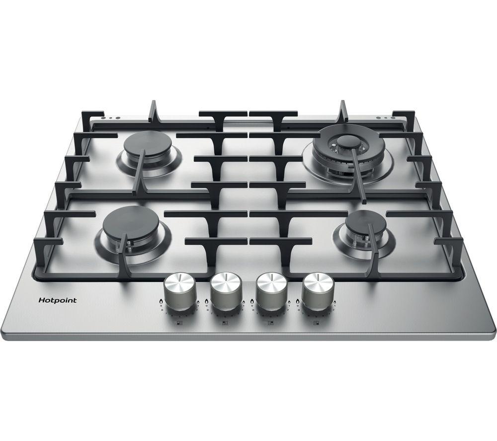 HOTPOINT PPH 60G DF IX UK 58 cm Gas Hob - Silver, Silver/Grey