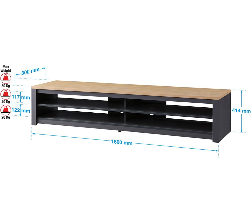 TTAP Memphis 1600 mm TV Stand for up to 75&rdquo; TVs - Oak & Grey image number 4 of 6