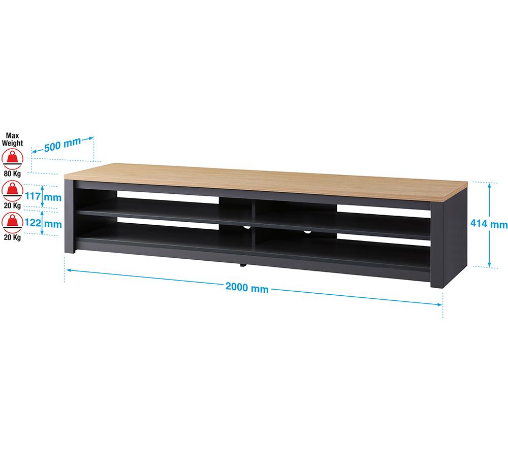 TTAP Memphis 2000 mm TV Stand for up to 85&rdquo; TVs - Oak & Grey image number 4 of 7