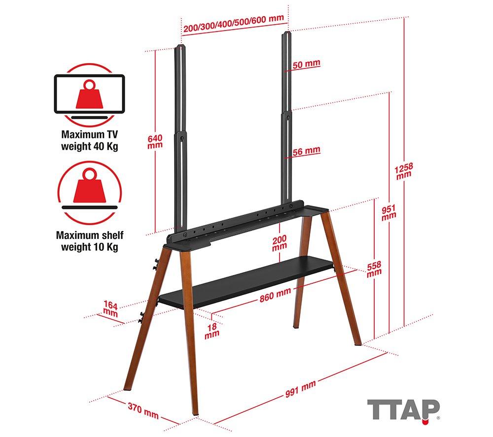 TTAP ROMA-DARK 991 mm TV Stand with Bracket for Up to 65&rdquo; TVs - Dark Wood image number 7 of 7