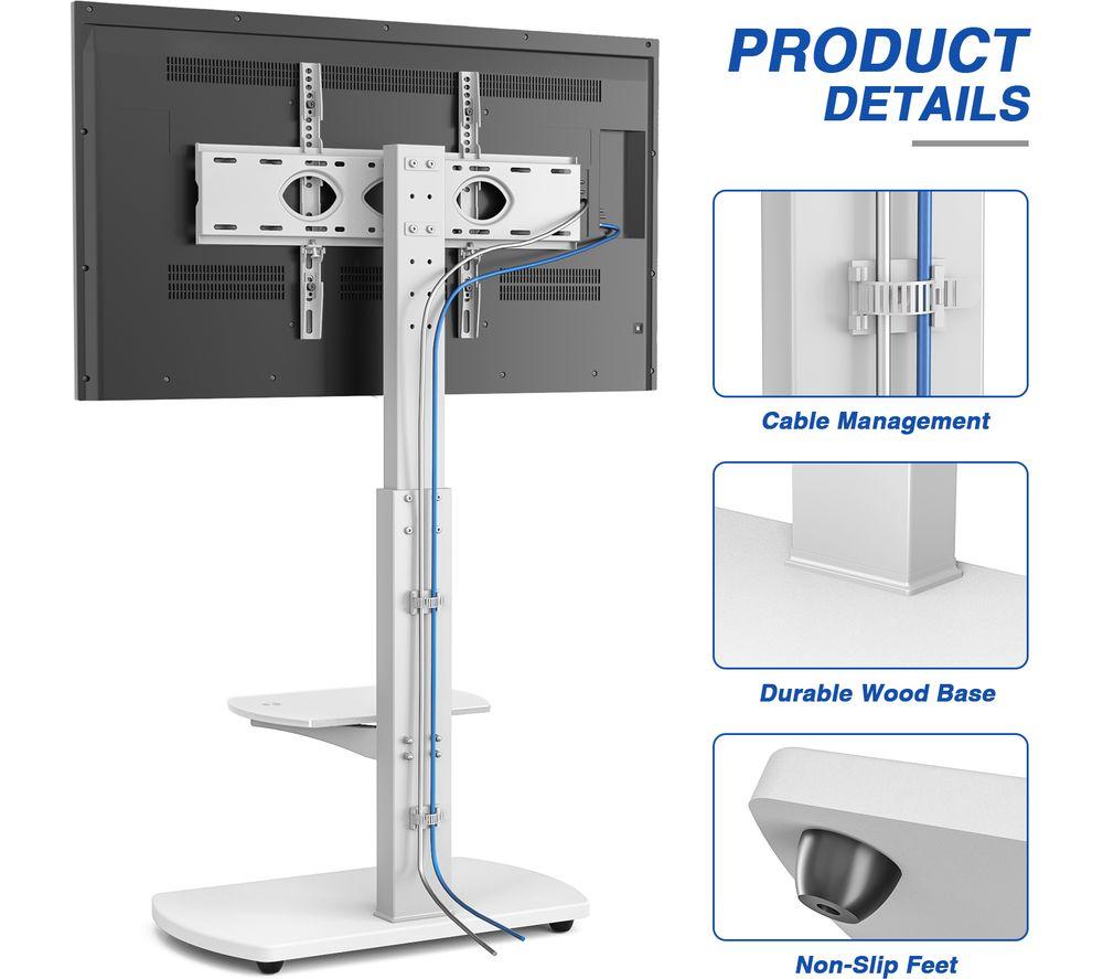 TTAP FS-1-WHT 600 mm TV Stand with Bracket for Up to 65&rdquo; TVs - White image number 4 of 6