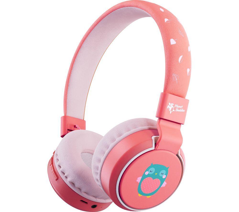 Planet Buddies Olive the Owl Wireless Bluetooth Kids Headphones - Pink & Red, Pink,Red