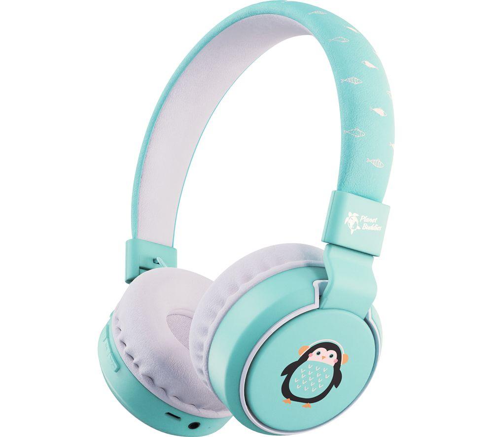 Planet Buddies Pepper the Penguin Wireless Bluetooth Kids Headphones - Blue & White, Blue,White
