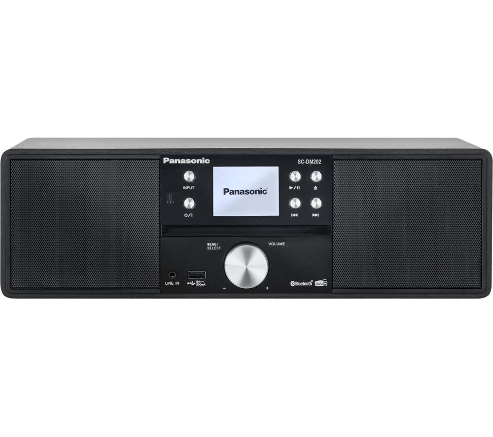 Panasonic SC-DM202EG-K Compact Micro Hi-Fi Stereo System with CD, DAB+/FM Radio, USB and Bluetooth, 24W Speakers, Remote Control, 2.4