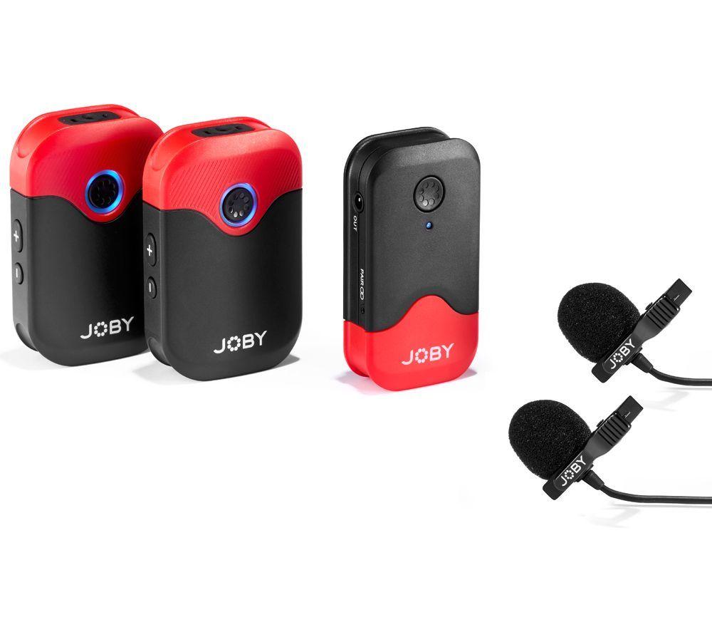 JOBY Wavo AIR 2.4Ghz Wireless Microphone System with Two Transmitters Designed Mounting System, Vlogging, Filmmaking, Interview, Wireless Microphones, Smartphone, Camera