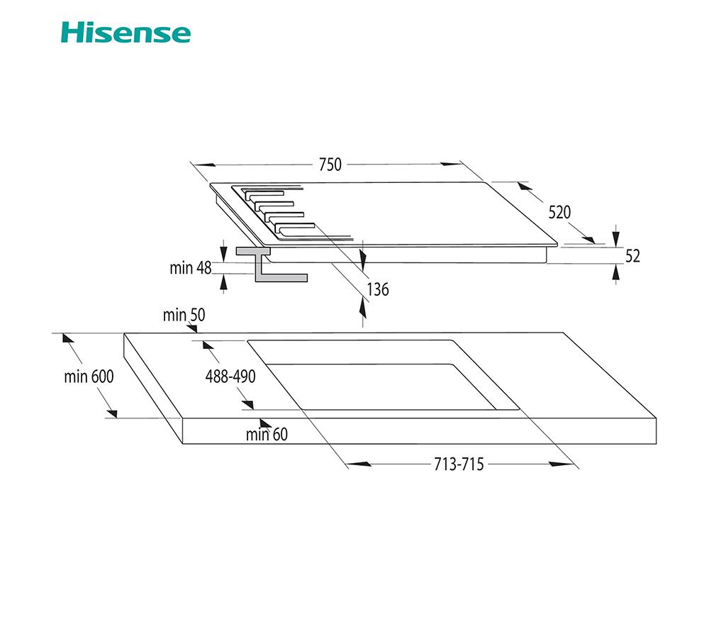 HISENSE GG773B 75 cm Gas Hob - Black image number 13 of 15