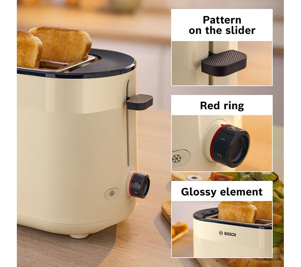 BOSCH MyMoments TAT2M127GB 2-Slice Toaster - Cream image number 3 of 10