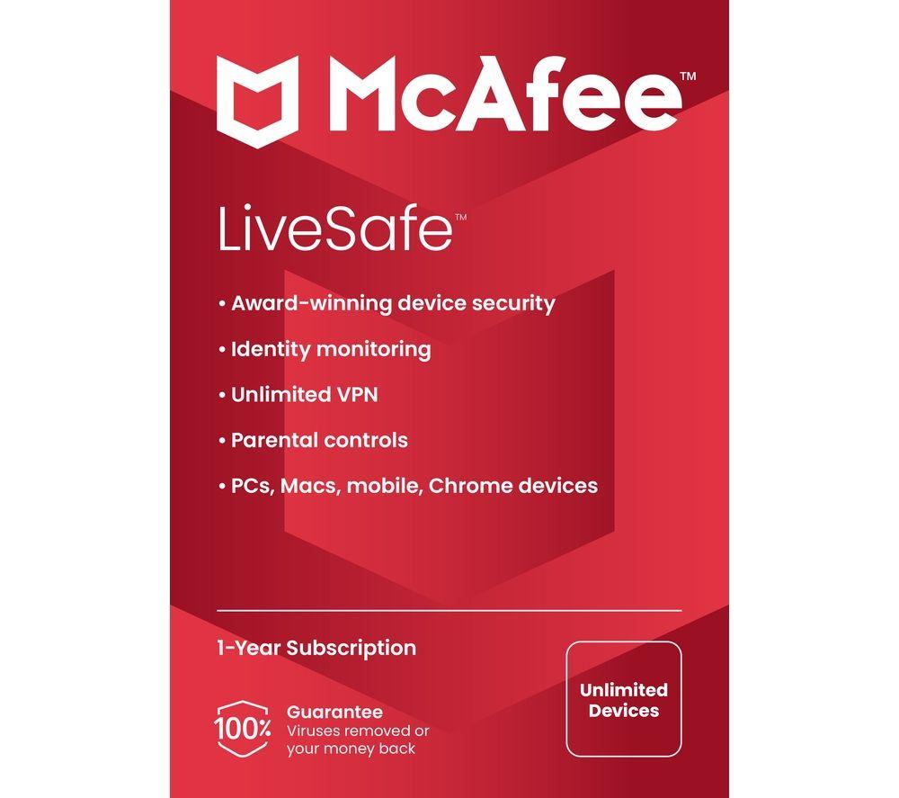 MCAFEE LiveSafe - 1 year for unlimited devices
