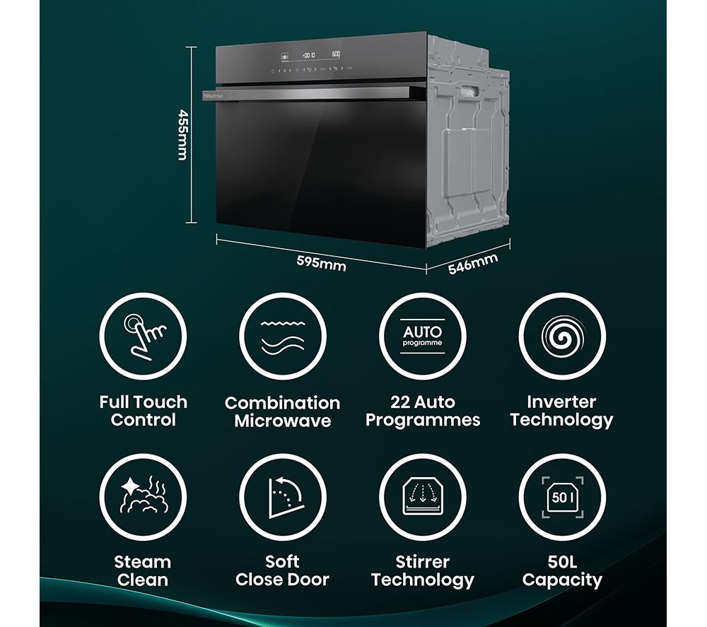HISENSE Hi6 BlackLine AirFry BIM45342ADBGUK Compact Electric Oven with Microwave - Jet Black image number 2 of 19