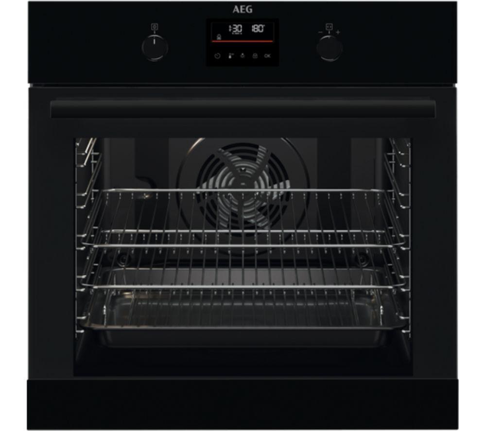 AEG SteamBake BPK355061B Electric Pyrolytic Oven - Black, Black