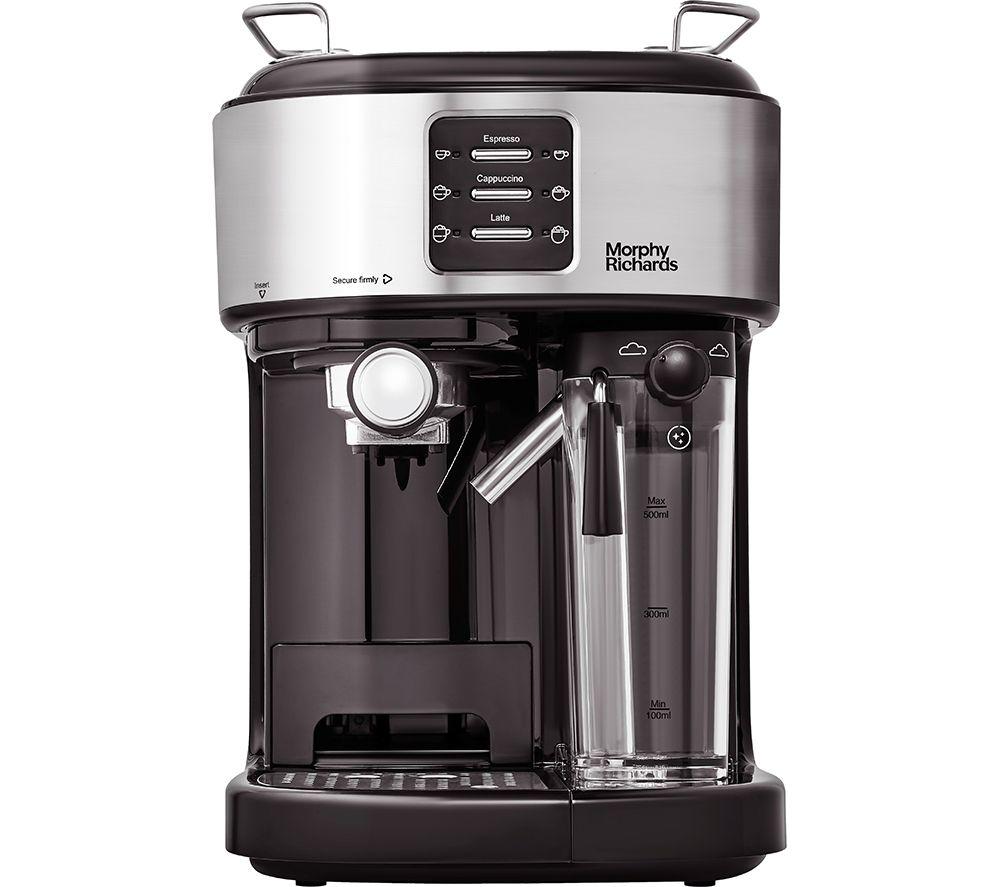 MORPHY RICHARDS 172023 Traditional Pump Espresso Coffee Machine - Black & Silver, Black,Silver/Grey