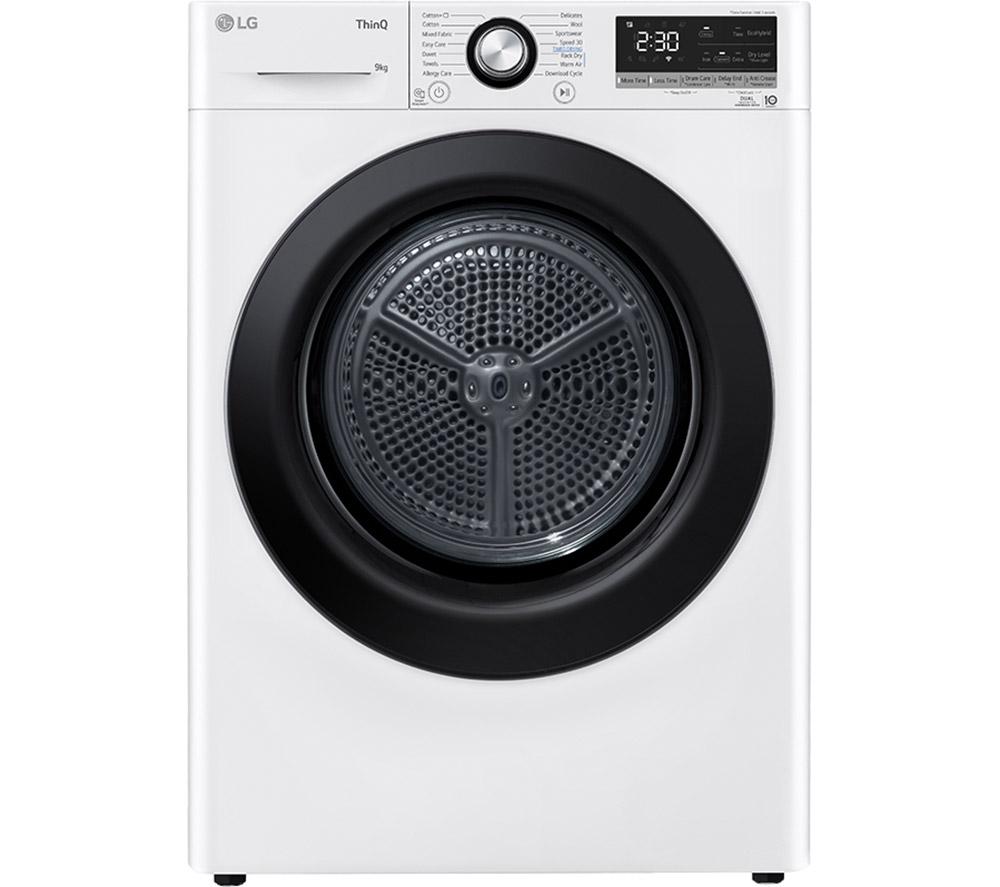 LG Dual Dry FDV309WN WiFi-enabled 9 kg Heat Pump Tumble Dryer - White, White