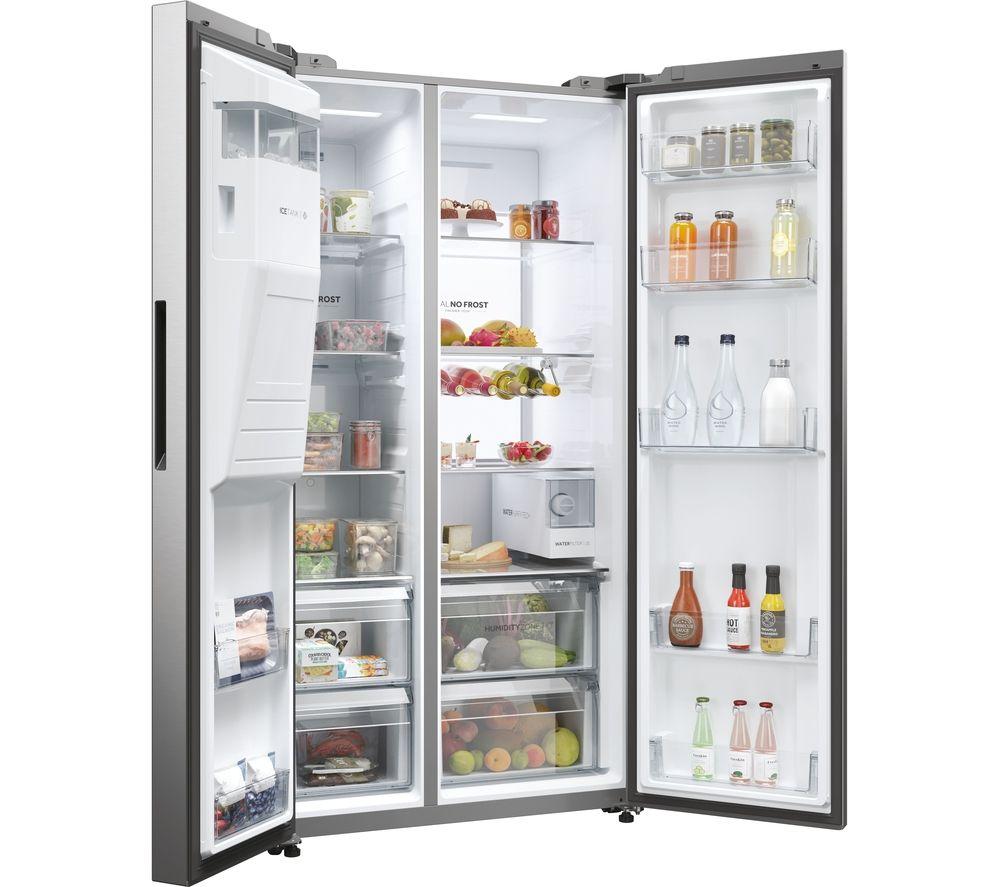 HAIER HSW79F18CIMM American-Style Smart Fridge Freezer - Platinum Inox image number 3 of 19