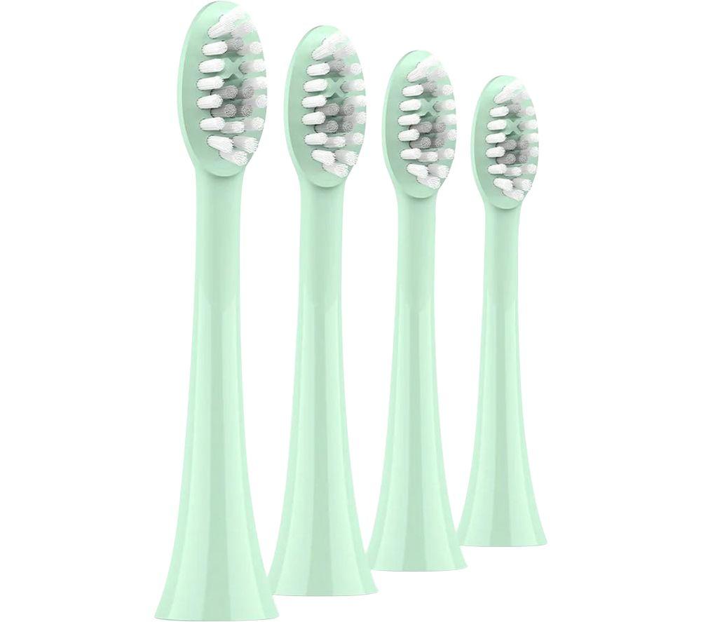 ORDO Sonic Replacement Toothbrush Head - Pack of 4, Mint Green, Green