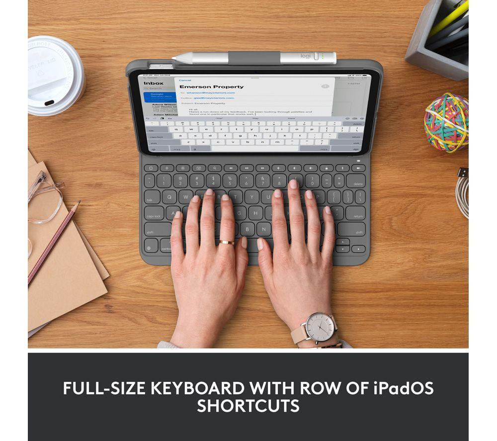 LOGITECH iPad Slim 10.9" Keyboard Folio & Crayon (2nd Gen) Digital Pencil for iPad Bundle image number 3 of 11
