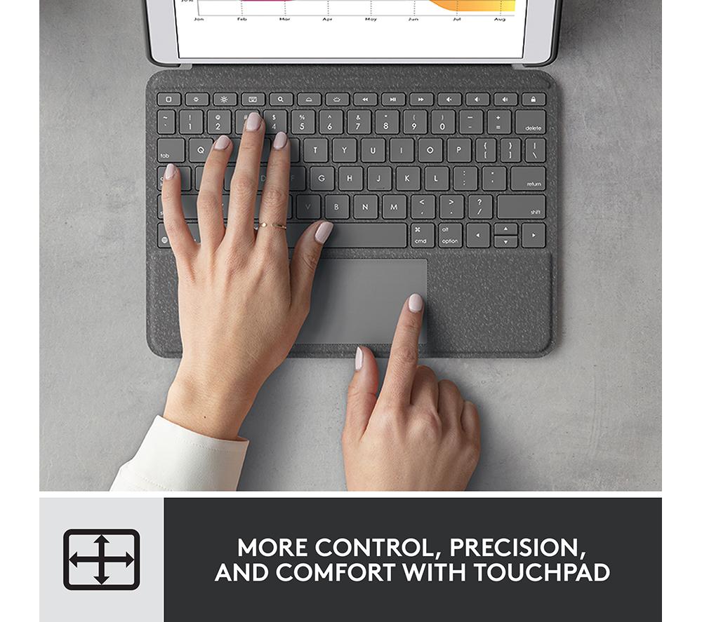 LOGITECH Combo Touch iPad 10.2" Keyboard Folio Case & Crayon Digital Pencil for iPad Bundle image number 2 of 11