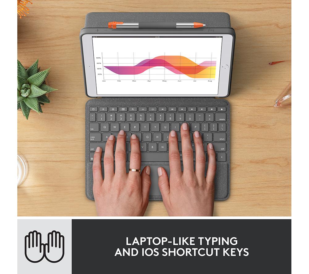 LOGITECH Combo Touch iPad 10.2" Keyboard Folio Case & Crayon Digital Pencil for iPad Bundle image number 3 of 11