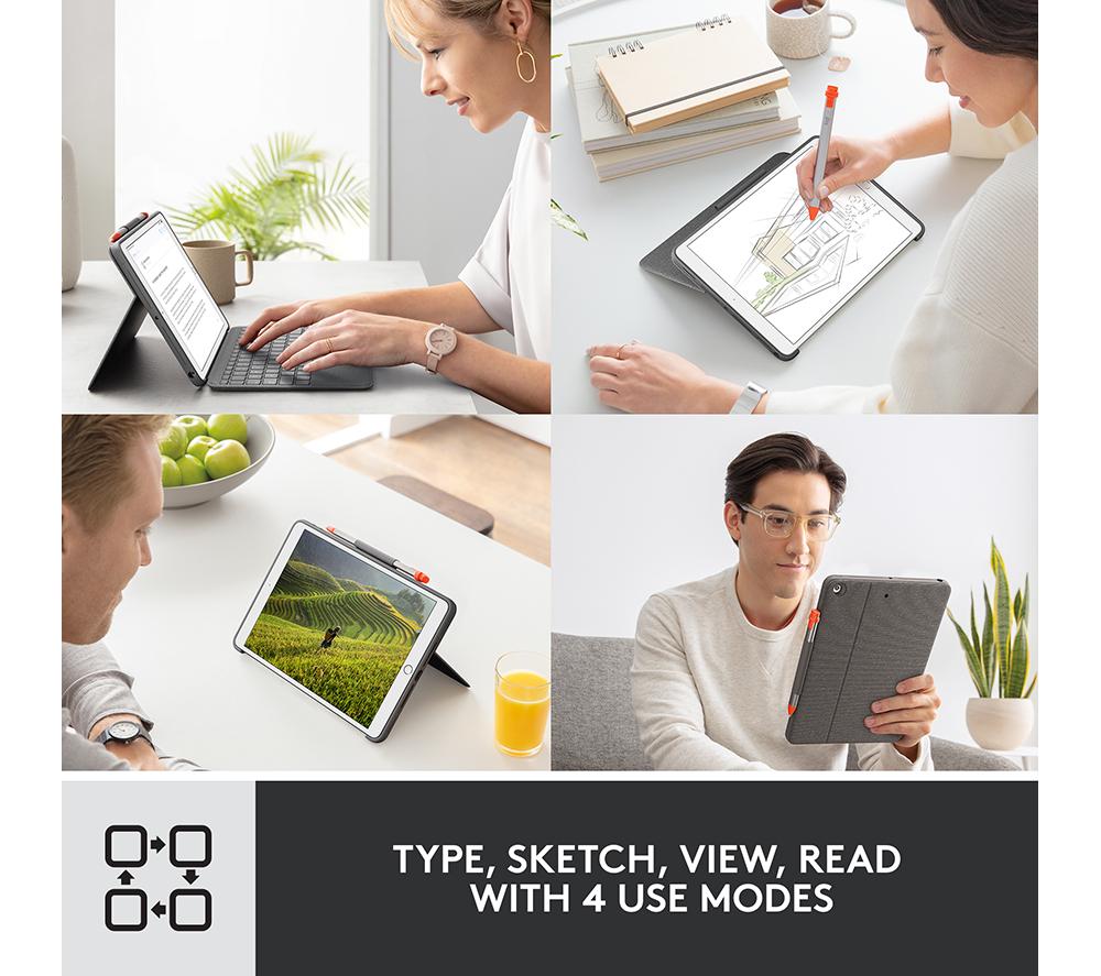 LOGITECH Combo Touch iPad 10.2" Keyboard Folio Case & Crayon Digital Pencil for iPad Bundle image number 4 of 11