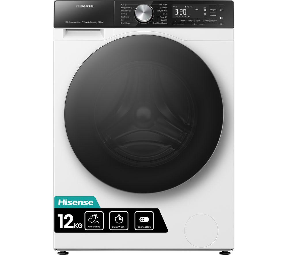 Lave-linge hublot 12kg 1400tr/min, Auto-dosage, Fonction vapeur, Connecté, Série 5S - Hisense WF5S1245BW