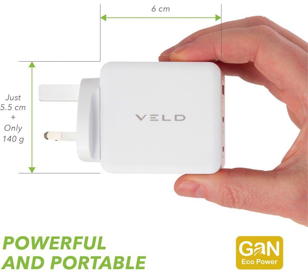 VELD VHG65JW Super-Fast 3-port 65 W USB Wall Charger - White image number 2 of 10