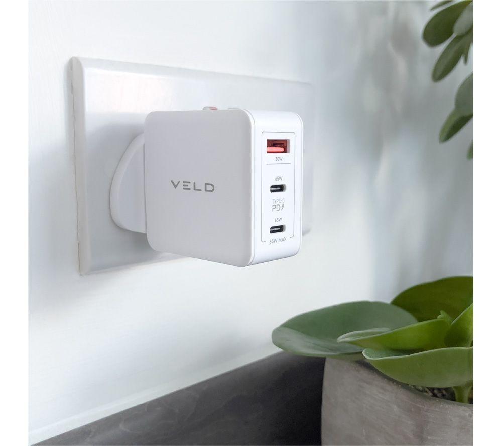 VELD VHG65JW Super-Fast 3-port 65 W USB Wall Charger - White image number 9 of 10