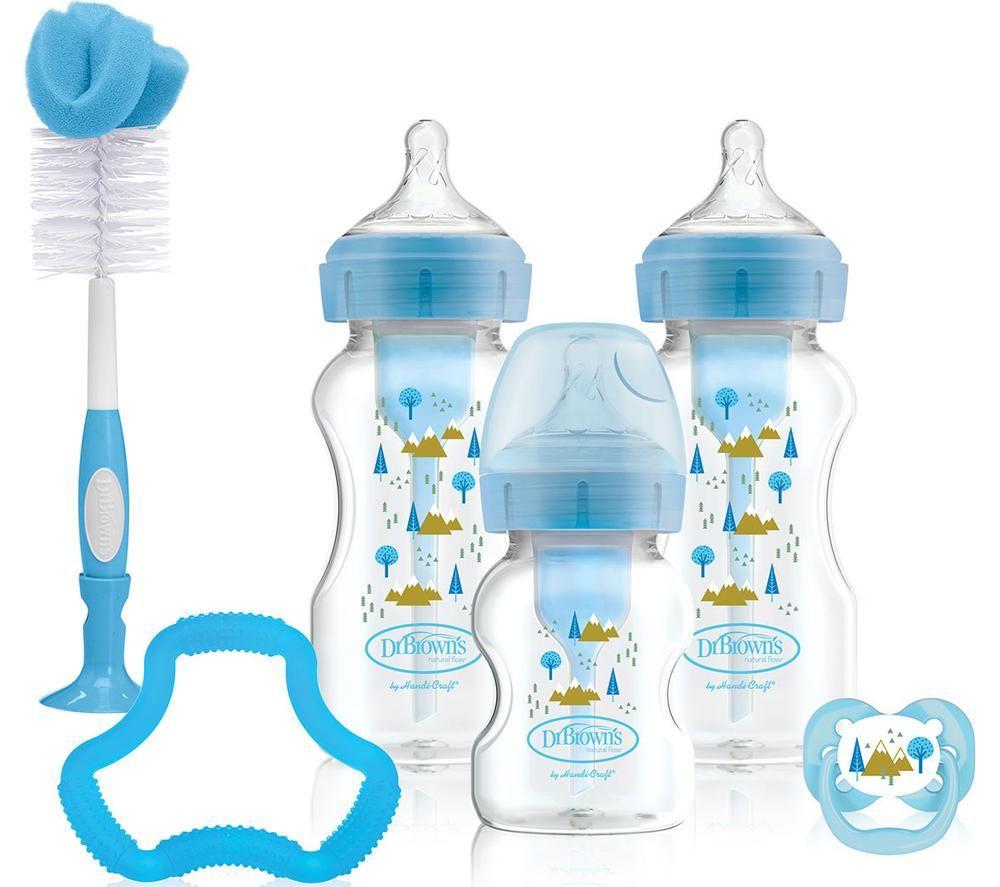 DR BROWN'S Natural Flow Options Anti-Colic DBWB03602 Baby Bottle Set - Blue