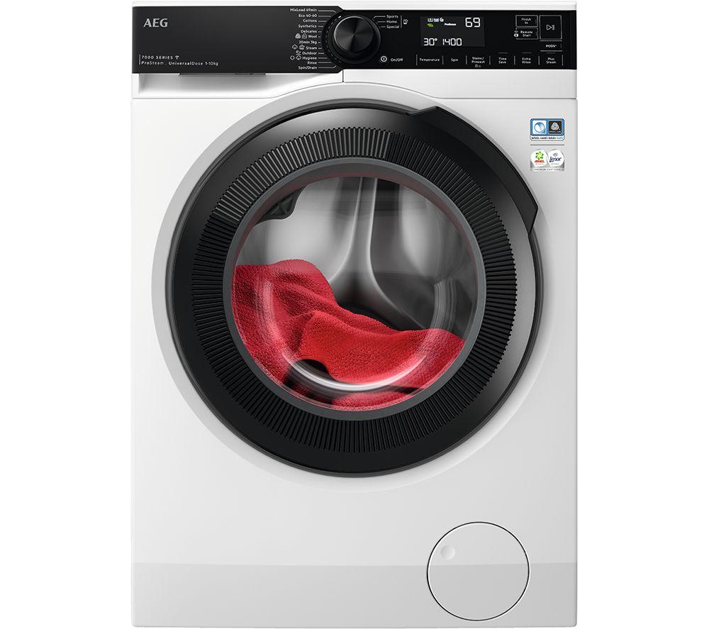 Image of AEG ProSteam LFR74164UC WiFi-enabled 10 kg 1600 Spin Washing Machine - White & Black, Black,White