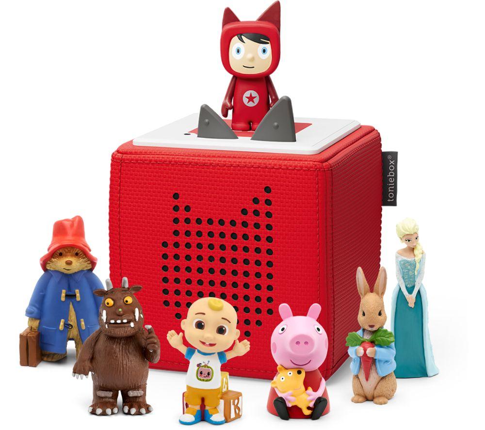 Tonies Toniebox Starter Set (Red), Peter Rabbit, Paddington Bear, Cocomelon, Elsa, Gruffalo & Peppa 