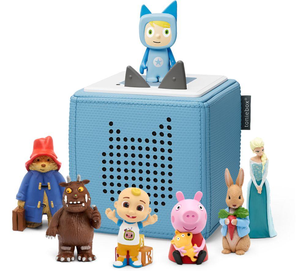 Tonies Toniebox Starter Set (Light Blue), Peter Rabbit, Paddington Bear, Cocomelon, Elsa, Gruffalo &
