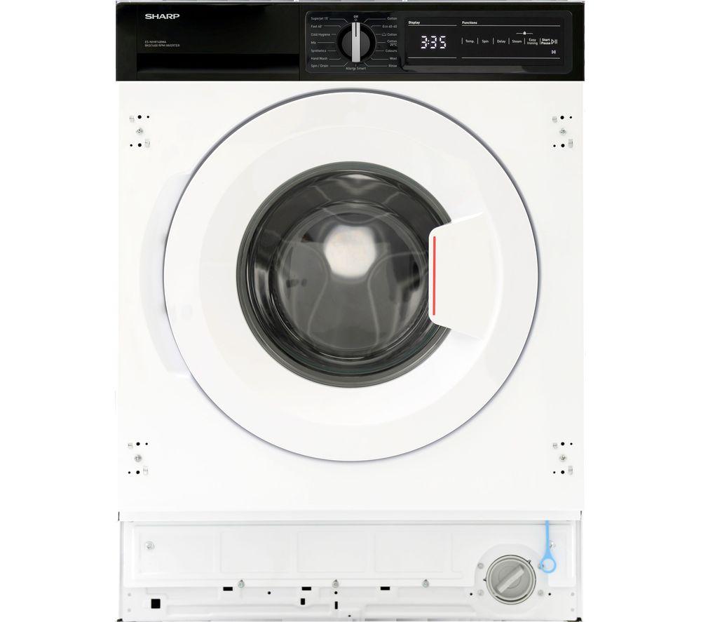 SHARP ES-NIH814BWA-EN Integrated 8 kg 1330 Spin Washing Machine - White, White