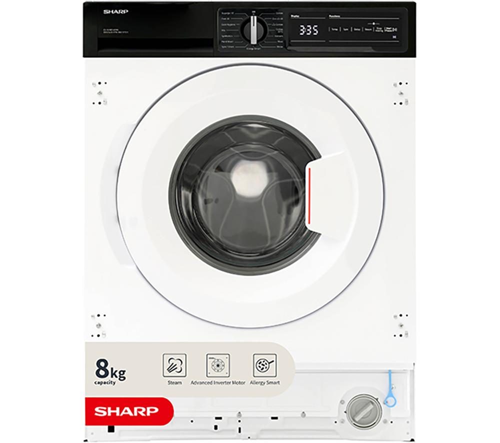 SHARP ES-NIH814BWA-EN Integrated 8 kg 1400 Spin Washing Machine - White, White