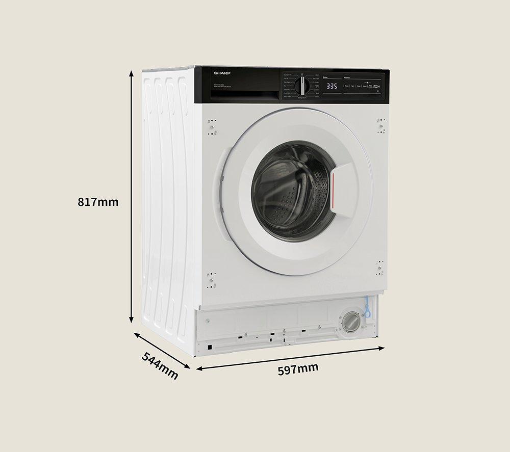 SHARP ES-NIH814BWA-EN Integrated 8 kg 1400 Spin Washing Machine - White image number 4 of 13