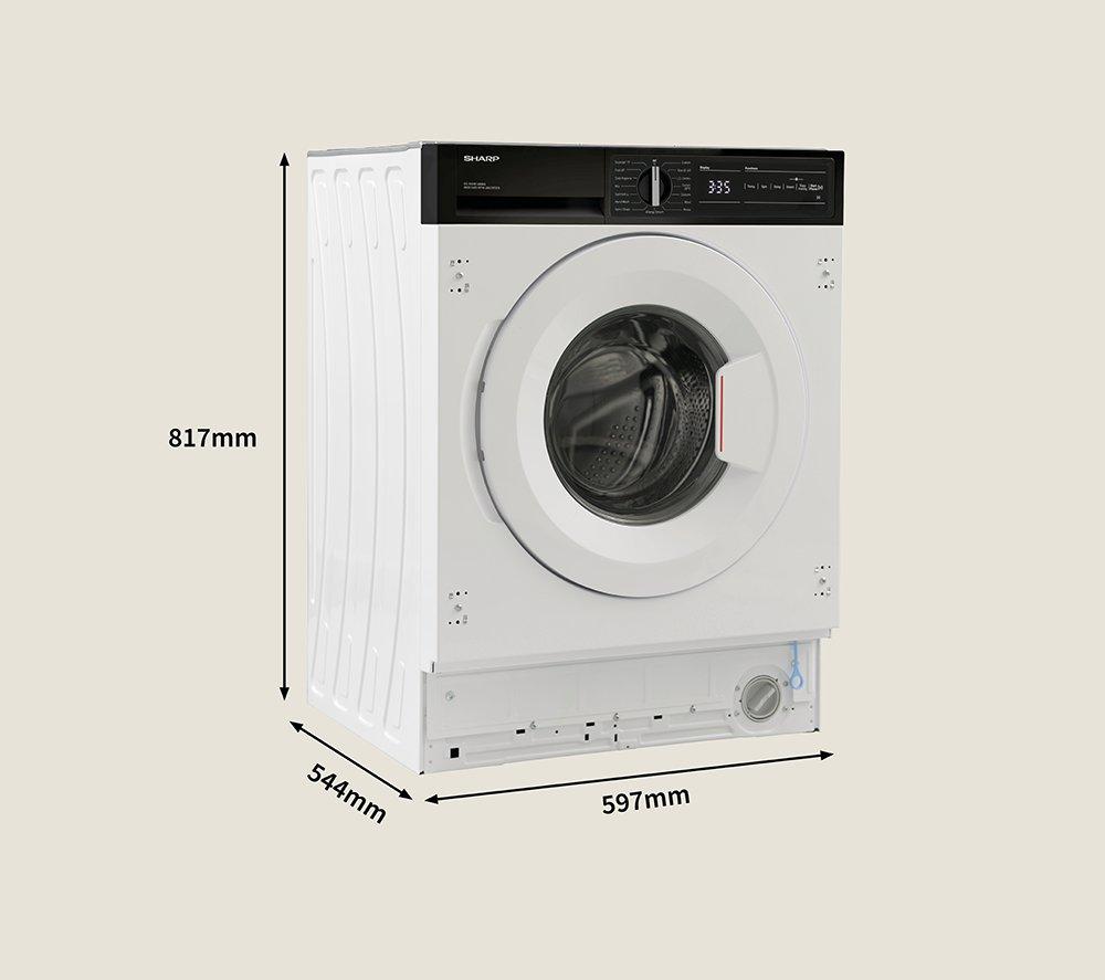 SHARP ES-NIH814BWA-EN Integrated 8 kg 1400 Spin Washing Machine - White