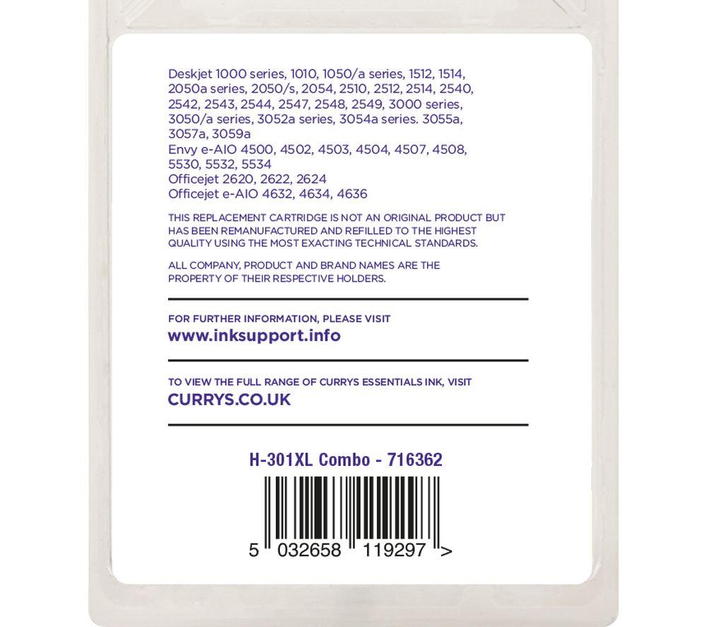 ESSENTIALS HP 301XL Tri-colour & Black Ink Cartridges image number 2 of 2